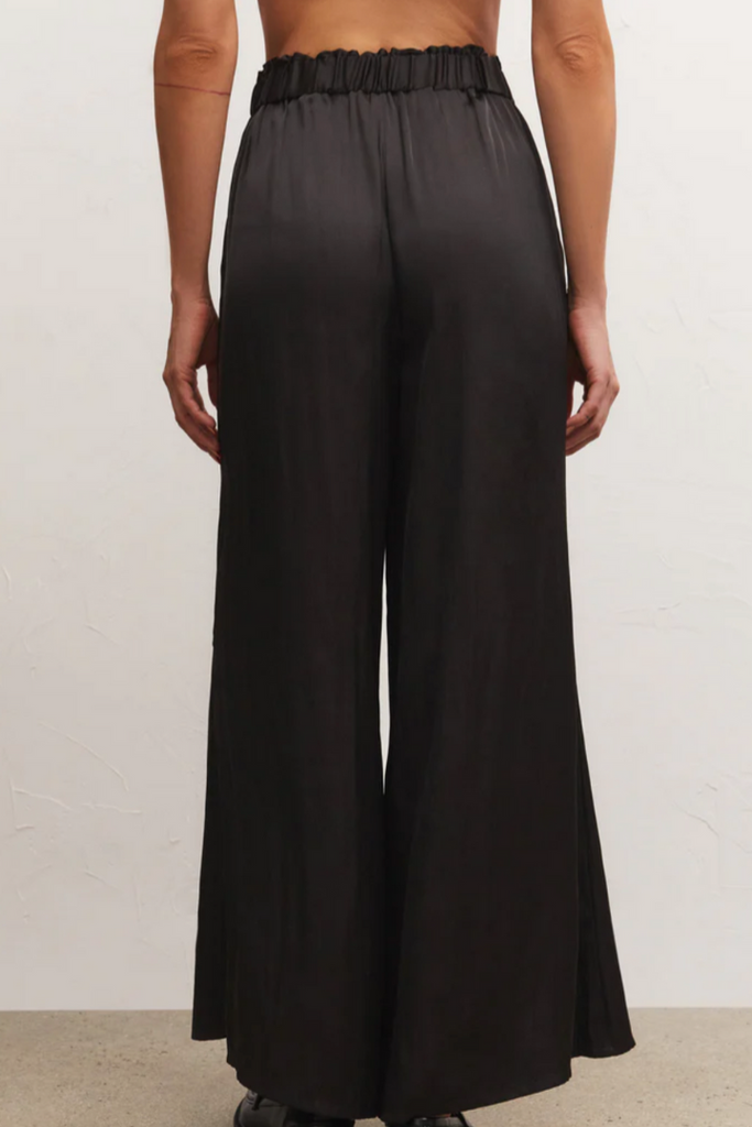 Z Supply: Estate Lux Satin Pants-Black-Pants-Z SUPPLY-Usher & Co - Women's Boutique Located in Atoka, OK and Durant, OK