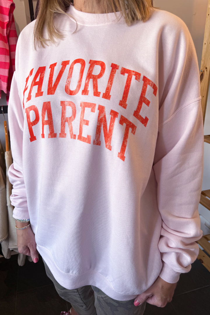 Favorite Parent Sweatshirt-Pink-1- Tops-Etta + East-Usher & Co - Women's Boutique Located in Atoka, OK and Durant, OK