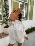 Lucky Mock Neck Sweatshirt-1- Tops-ETTA & EAST-Usher & Co - Women's Boutique Located in Atoka, OK and Durant, OK