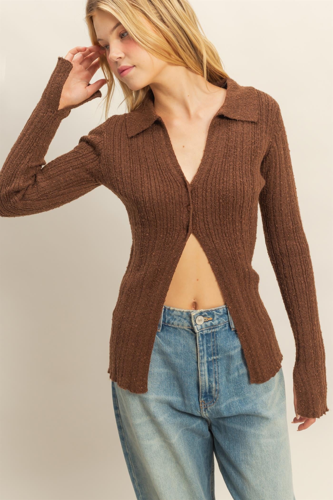 Fairview Button Sweater-1- Tops-HYFVE-Usher & Co - Women's Boutique Located in Atoka, OK and Durant, OK