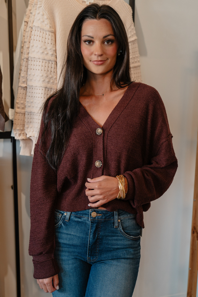 Farrah Cardigan-Chocolate-Loungewear-Labiz-Usher & Co - Women's Boutique Located in Atoka, OK and Durant, OK