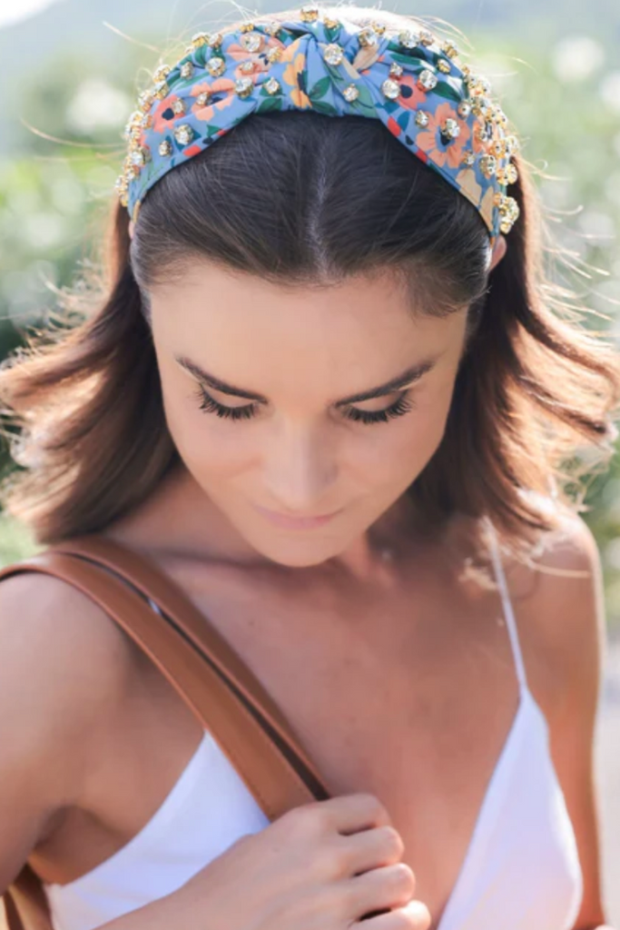 Floral Embellished Knotted Headband-Hair Accessories-Shiraleah-Usher & Co - Women's Boutique Located in Atoka, OK and Durant, OK