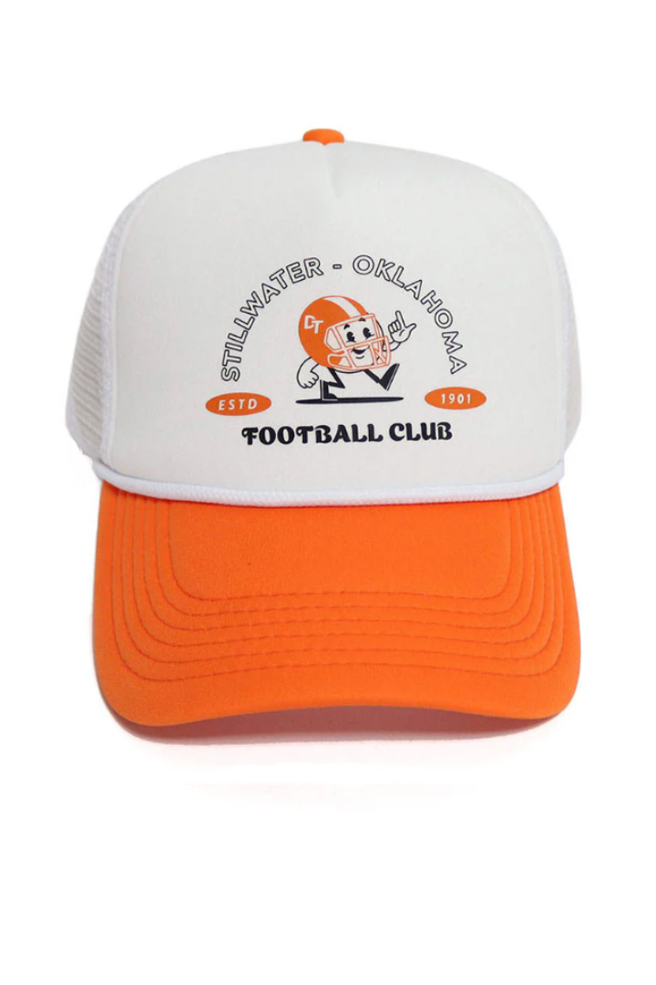 Double Team: Orange Football Club Hat-14-DISTRESSED-Double Team-Usher & Co - Women's Boutique Located in Atoka, OK and Durant, OK