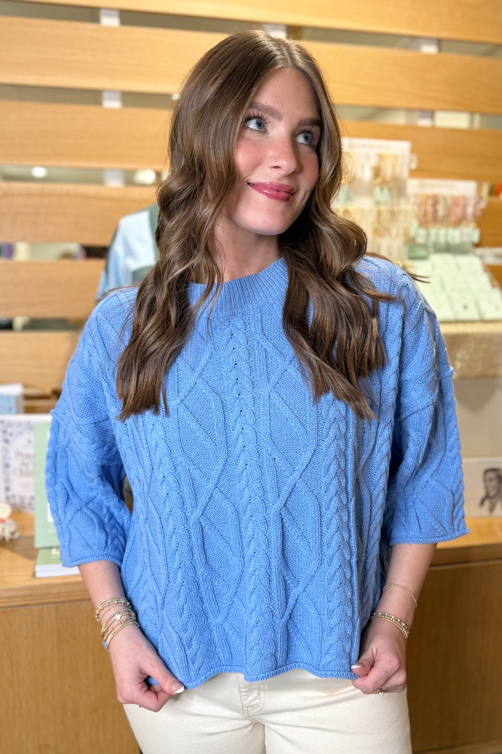 Forget-Me-Not Sweater-1- Tops-ENTRO-Usher & Co - Women's Boutique Located in Atoka, OK and Durant, OK