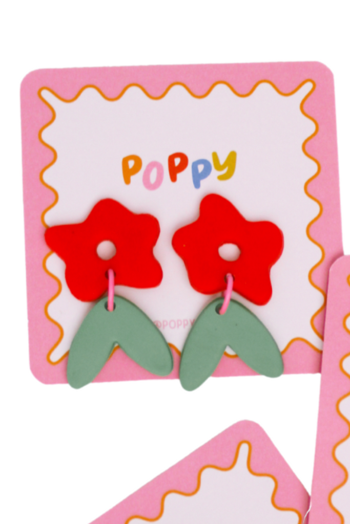 Secret Garden Dangles-Red/Green-Earrings-Poppy Dot Co-Usher & Co - Women's Boutique Located in Atoka, OK and Durant, OK