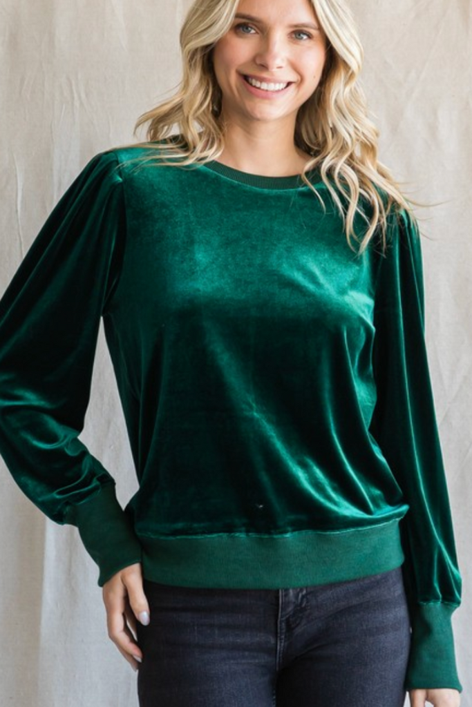 Gigi Velvet Top-Long Sleeve Tops-JODIFL-Usher & Co - Women's Boutique Located in Atoka, OK and Durant, OK