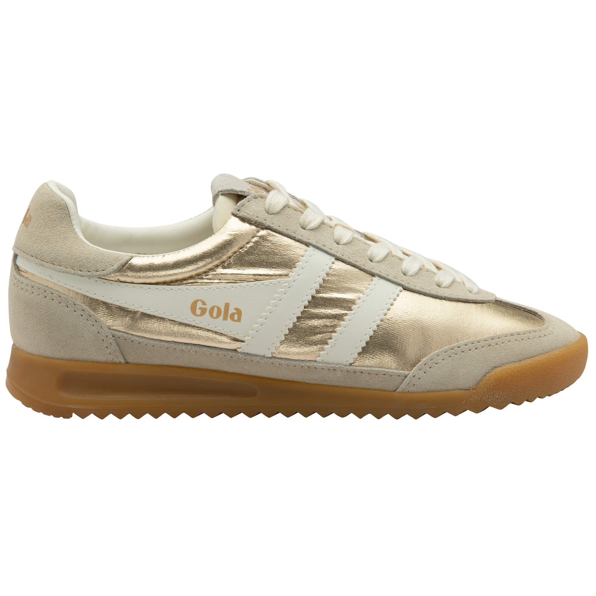 Gola: Women's Firefly Metallic Trainer - Gold / Off White-9- Shoes-Gola-Usher & Co - Women's Boutique Located in Atoka, OK and Durant, OK