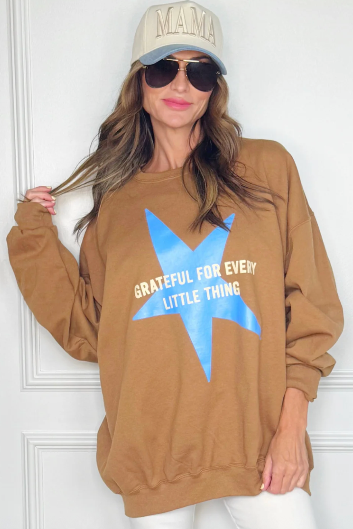 Grateful For Every Little Thing Sweatshirt-1- Tops-Poppy & Pine-Usher & Co - Women's Boutique Located in Atoka, OK and Durant, OK