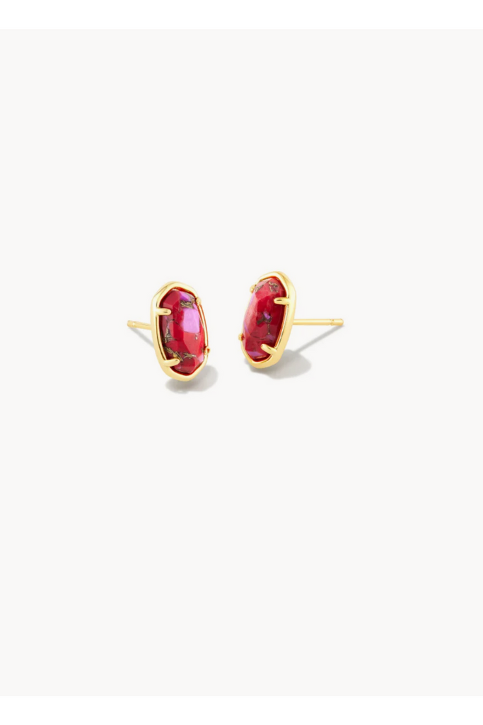 Kendra Scott: Grayson Stud Gold Bronze Veined Red Fuchsia-Earrings-Kendra Scott-Usher & Co - Women's Boutique Located in Atoka, OK and Durant, OK