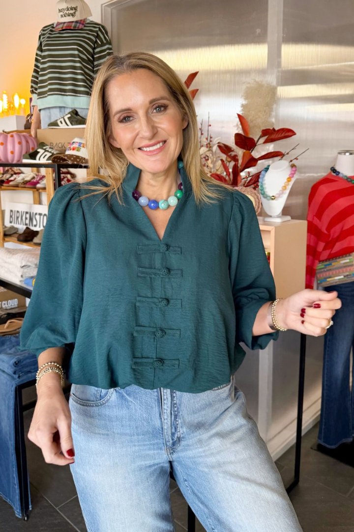 Timeless Romance Top-Green-1- Tops-ENTRO-Usher & Co - Women's Boutique Located in Atoka, OK and Durant, OK