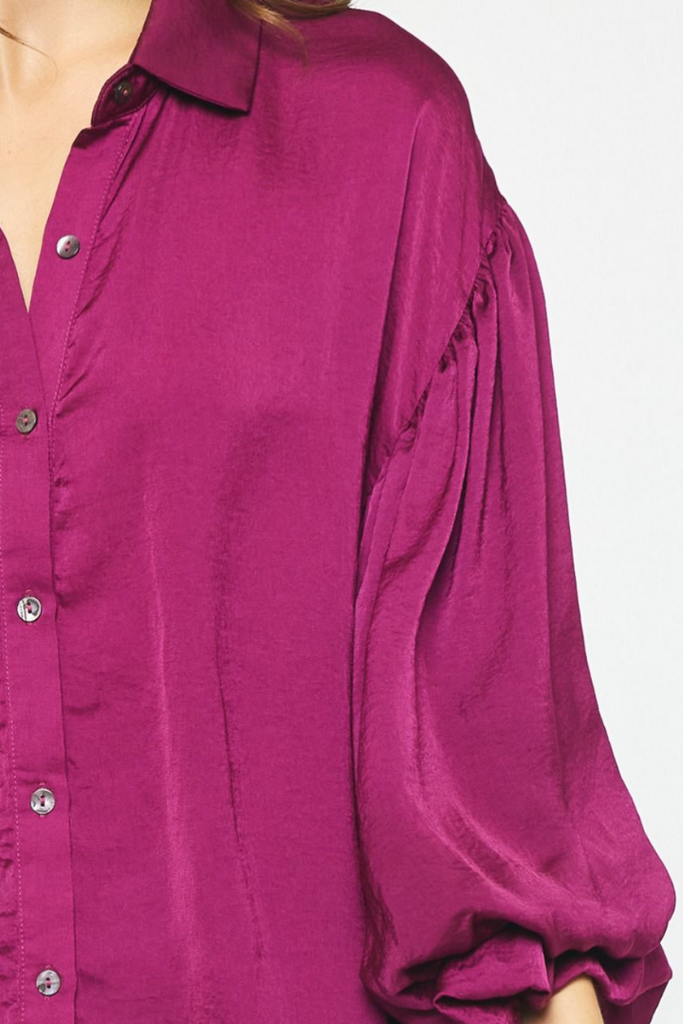 Gwyneth Blouse-Magenta-Long Sleeve Tops-Entro-Usher & Co - Women's Boutique Located in Atoka, OK and Durant, OK