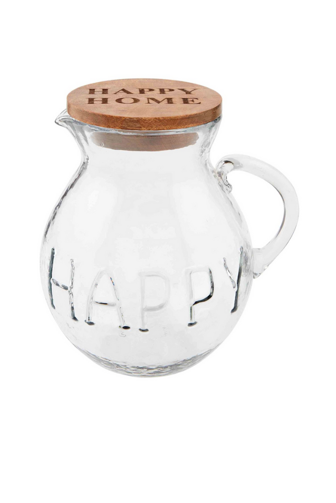 Happy Glass Pitcher-Kitchen-Mudpie-Usher & Co - Women's Boutique Located in Atoka, OK and Durant, OK