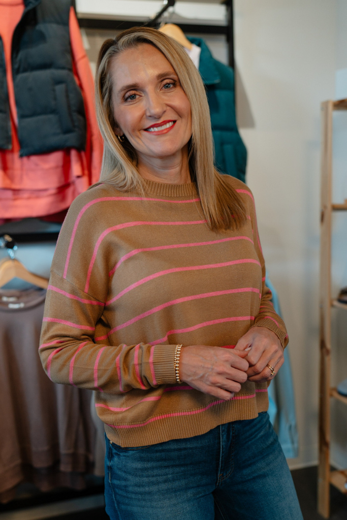 Harper Striped Sweater-Sweaters-Wishlist-Usher & Co - Women's Boutique Located in Atoka, OK and Durant, OK