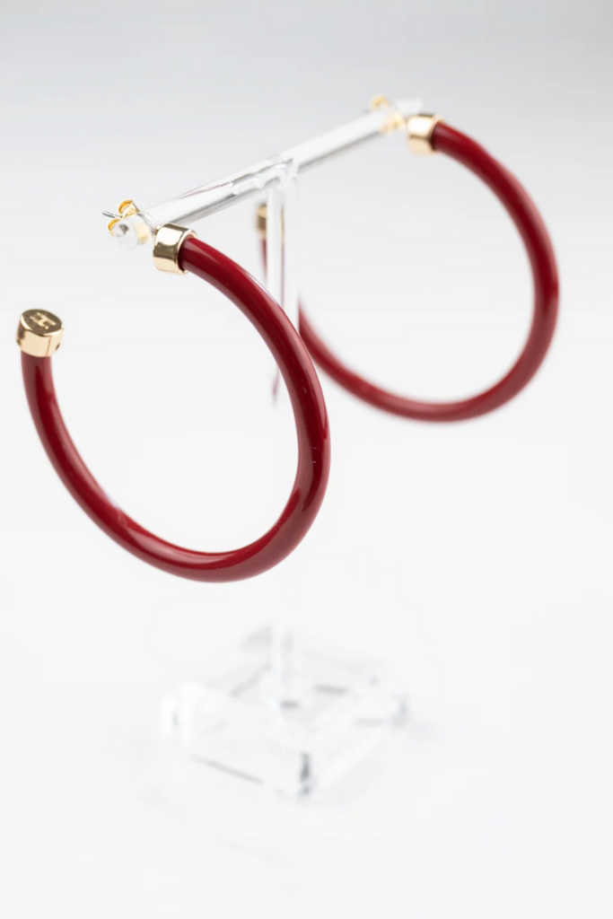 Hoo Hoops: Burgundy-Earrings-Hoo Hoops-Usher & Co - Women's Boutique Located in Atoka, OK and Durant, OK