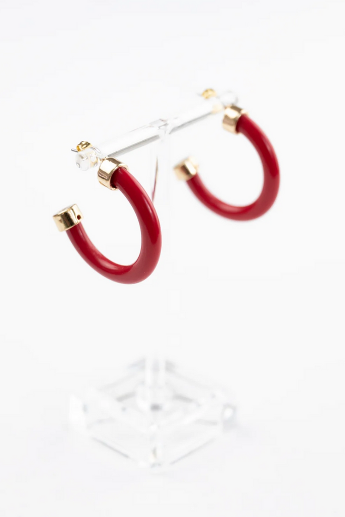 Hoo Hoops: Red Minis-Earrings-Hoo Hoops-Usher & Co - Women's Boutique Located in Atoka, OK and Durant, OK