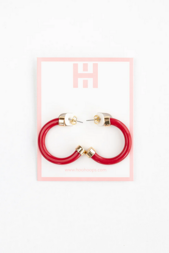 Hoo Hoops: Red Minis-Earrings-Hoo Hoops-Usher & Co - Women's Boutique Located in Atoka, OK and Durant, OK