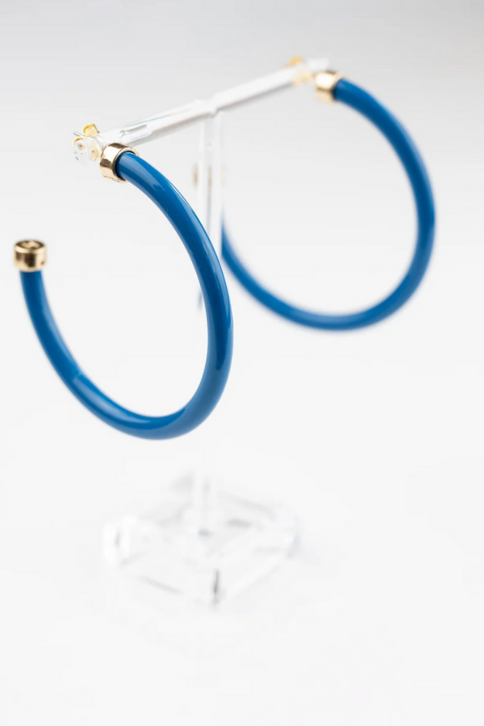 Hoo Hoops: True Blue-Earrings-Hoo Hoops-Usher & Co - Women's Boutique Located in Atoka, OK and Durant, OK