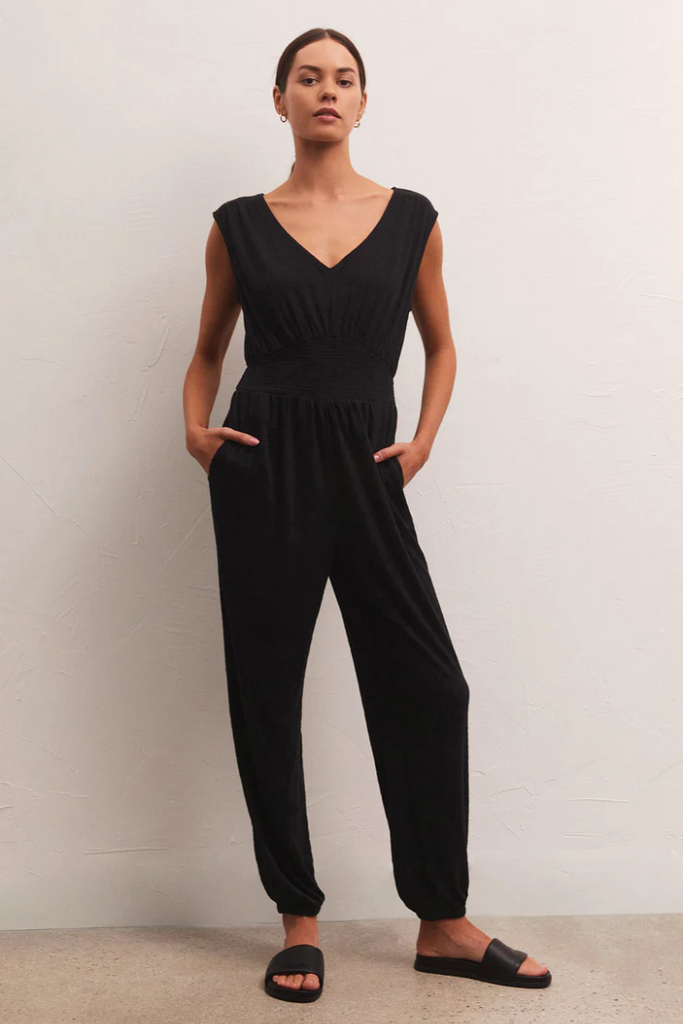 Z Supply: Indy Knit Jumpsuit-Black-Jumpsuits-Z SUPPLY-Usher & Co - Women's Boutique Located in Atoka, OK and Durant, OK