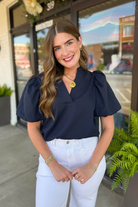 Jackie Puff Sleeve Top-1- Tops-Glam-Usher & Co - Women's Boutique Located in Atoka, OK and Durant, OK