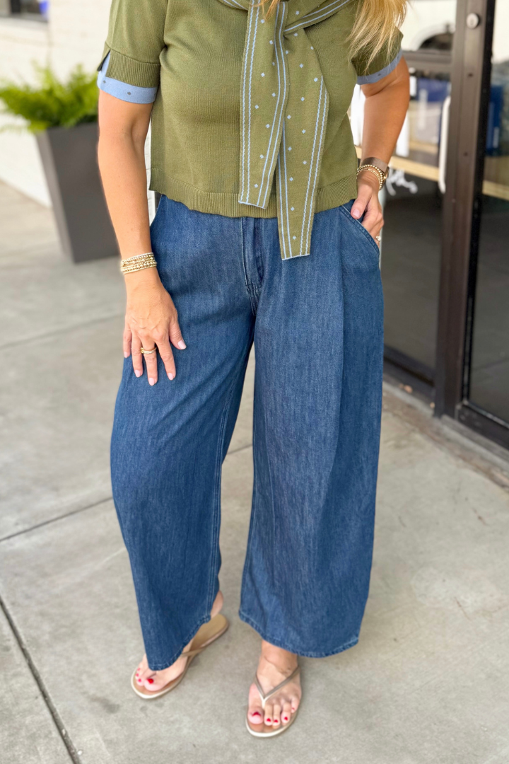 Joanna Trousers-5- Denim-Miou Muse-Usher & Co - Women's Boutique Located in Atoka, OK and Durant, OK