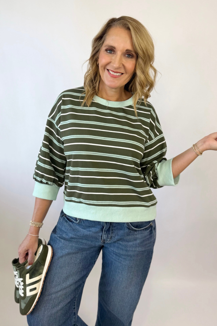 Jenna Striped Top-1- Tops-JODIFL-Usher & Co - Women's Boutique Located in Atoka, OK and Durant, OK