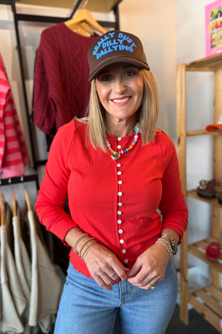 Jocelyn Button Down Knit Top-1- Tops-Wishlist-Usher & Co - Women's Boutique Located in Atoka, OK and Durant, OK