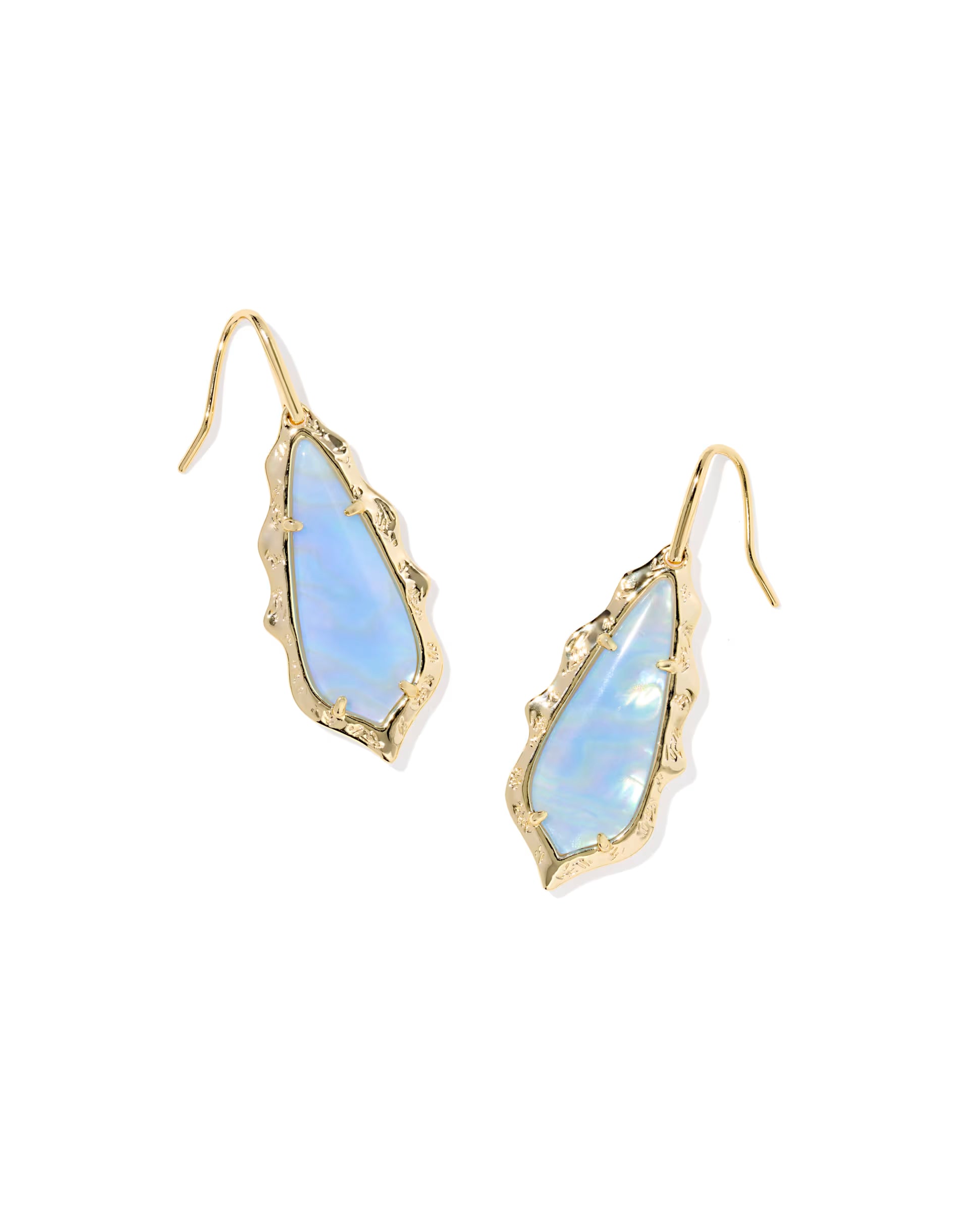 Kendra Scott: Adriana Scallop Frame Drop Earrings-Gold Sky Blue Iridescent Abalone-7- Jewelry-Kendra Scott-Usher & Co - Women's Boutique Located in Atoka, OK and Durant, OK