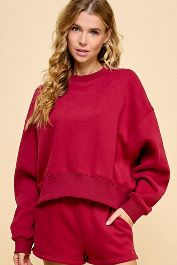 Kimmi Sweatshirt-Crimson-Long Sleeve Tops-TCEC-Usher & Co - Women's Boutique Located in Atoka, OK and Durant, OK