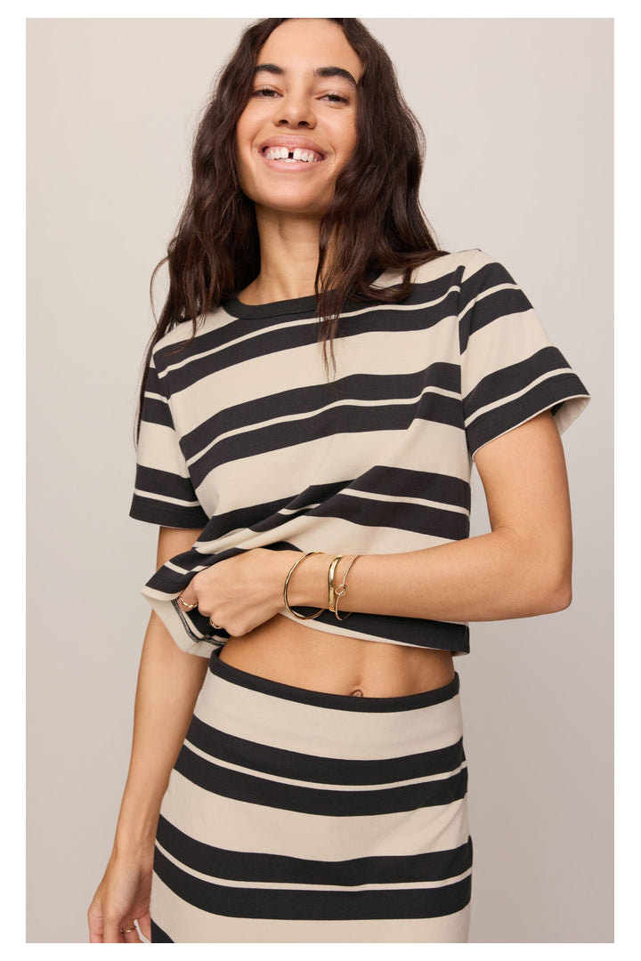 Z Supply: Stellan Striped Tee - Ash Black-1- Tops-Z Supply-Usher & Co - Women's Boutique Located in Atoka, OK and Durant, OK