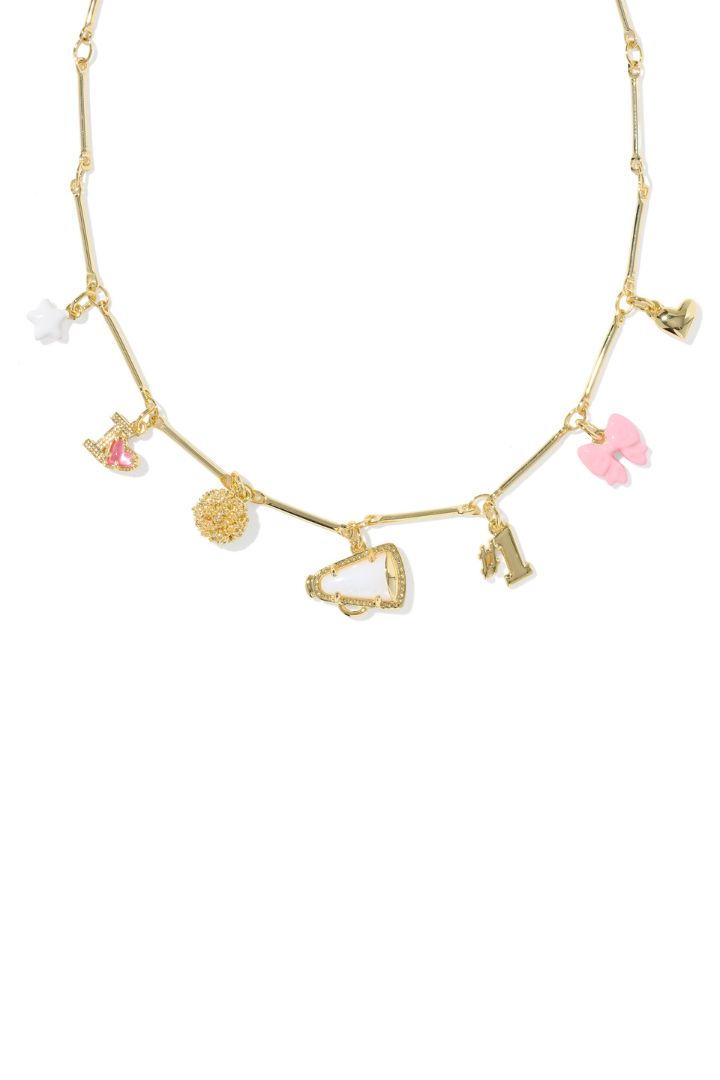 Kendra Scott: Cheer Charm Necklace-Gold Pink/White Mix-7- Jewelry-Kendra Scott-Usher & Co - Women's Boutique Located in Atoka, OK and Durant, OK