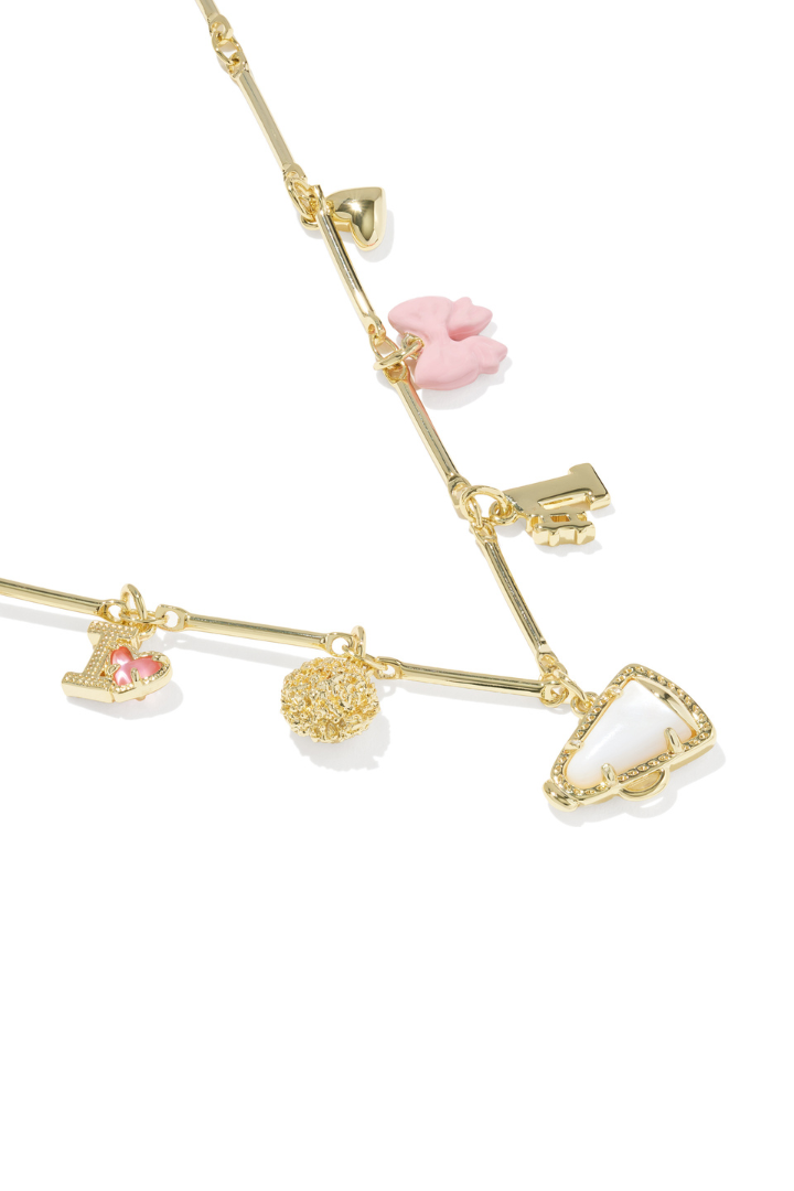 Kendra Scott: Cheer Charm Necklace-Gold Pink/White Mix-7- Jewelry-Kendra Scott-Usher & Co - Women's Boutique Located in Atoka, OK and Durant, OK