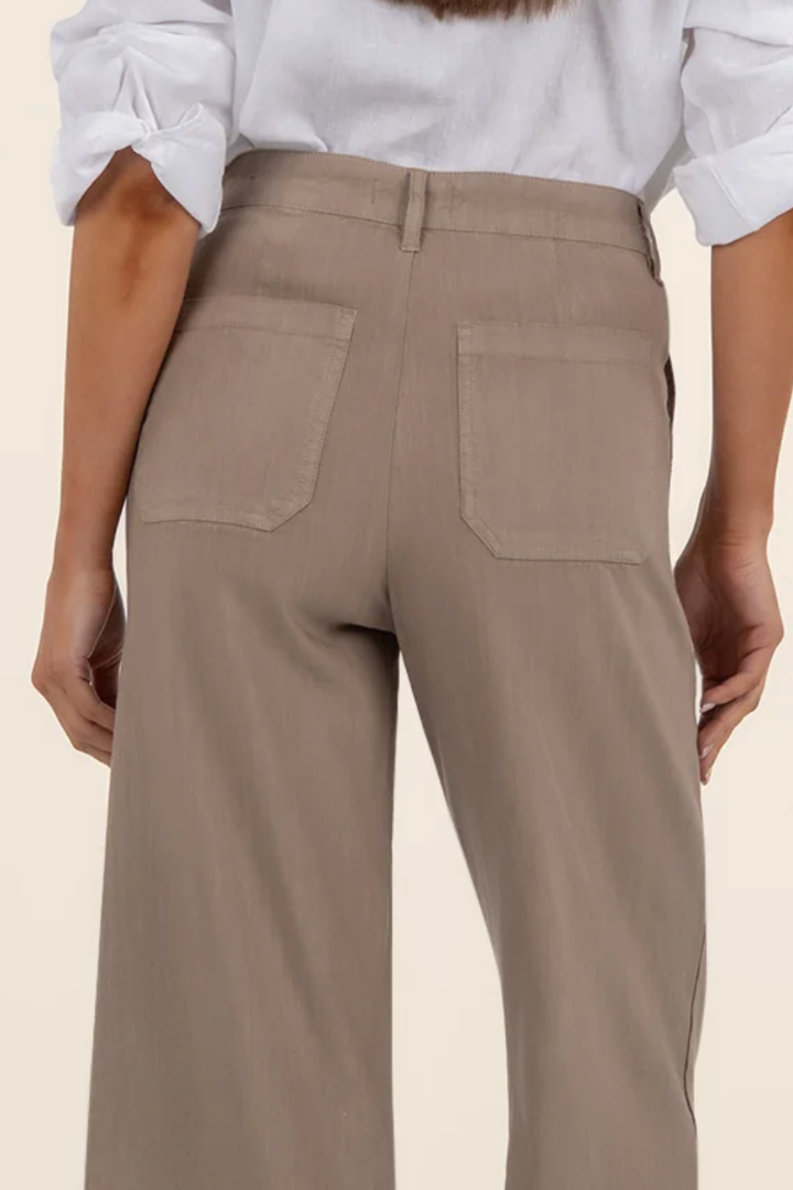 Kut From The Kloth: Topaz High Rise Wide Leg Pant-Khaki-4- Bottoms-KUT FROM THE KLOTH-Usher & Co - Women's Boutique Located in Atoka, OK and Durant, OK