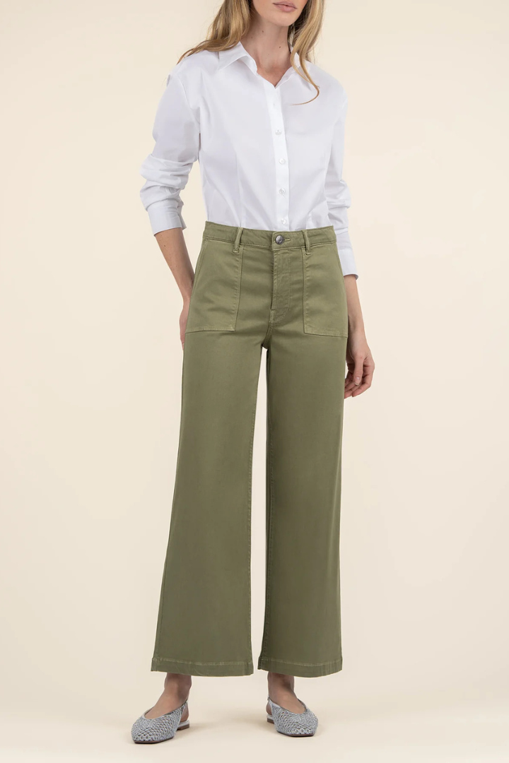 Kut From The Kloth: Meg Wide Leg Pant-Basil-4- Bottoms-KUT FROM THE KLOTH-Usher & Co - Women's Boutique Located in Atoka, OK and Durant, OK