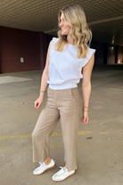 Kut From The Kloth: Topaz High Rise Wide Leg Pant-Khaki-4- Bottoms-KUT FROM THE KLOTH-Usher & Co - Women's Boutique Located in Atoka, OK and Durant, OK