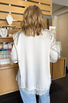 Lace Satin Long Sleeve-Ivory-1- Tops-Glam-Usher & Co - Women's Boutique Located in Atoka, OK and Durant, OK