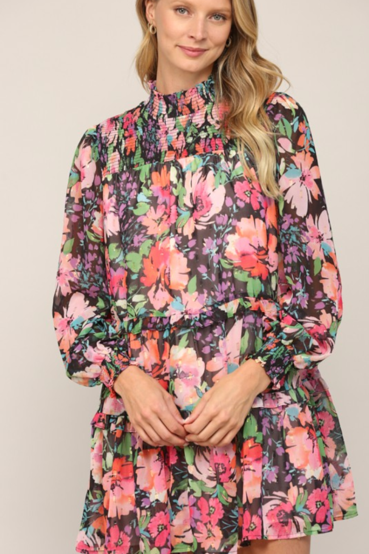 Laurel Floral Dress-14-DISTRESSED-Fate-Usher & Co - Women's Boutique Located in Atoka, OK and Durant, OK