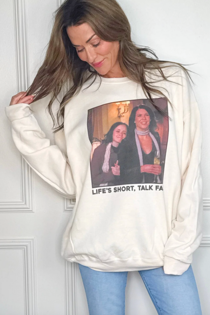 Life's Short Talk Fast Sweatshirt-1- Tops-Poppy & Pine-Usher & Co - Women's Boutique Located in Atoka, OK and Durant, OK