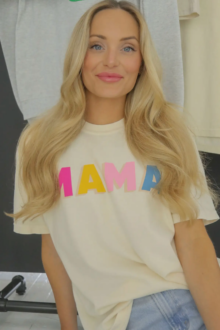 Mama Rainbow Tee-14-DISTRESSED-Friday+Saturday-Usher & Co - Women's Boutique Located in Atoka, OK and Durant, OK