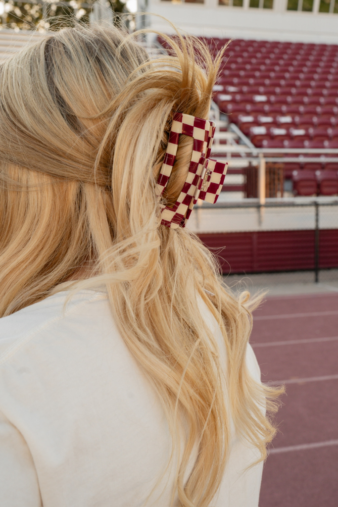 Stadium Claw Clips-Maroon-Hair Accessories-Babe Wholesale-Usher & Co - Women's Boutique Located in Atoka, OK and Durant, OK