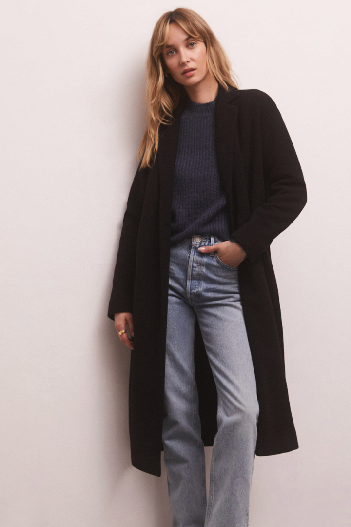 Z Supply: Mason Coat-Black-2- Tops Over-Z SUPPLY-Usher & Co - Women's Boutique Located in Atoka, OK and Durant, OK
