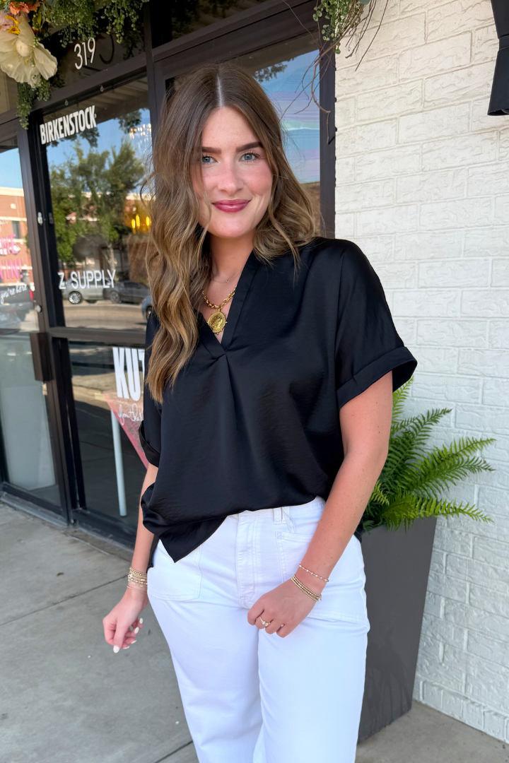Midnight Satin Top-1- Tops-Glam-Usher & Co - Women's Boutique Located in Atoka, OK and Durant, OK