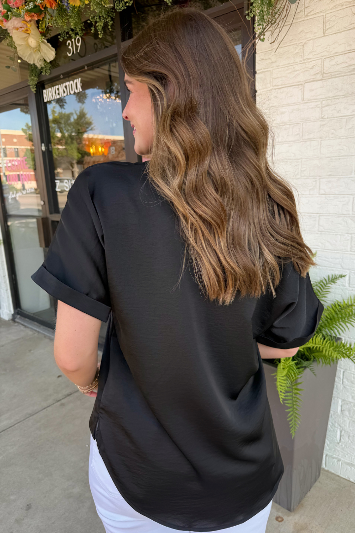 Midnight Satin Top-1- Tops-Glam-Usher & Co - Women's Boutique Located in Atoka, OK and Durant, OK