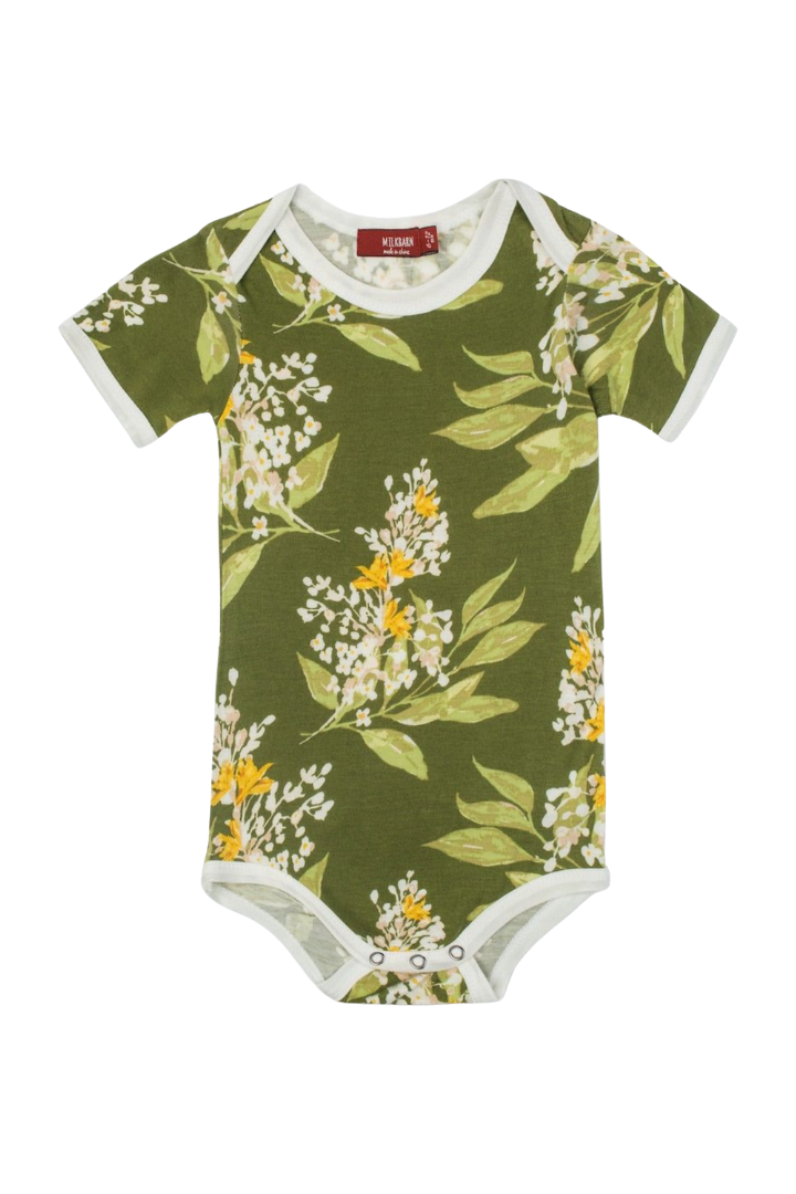 Milkbarn: Bamboo One Piece - Green Floral-12- Baby/Kids/Men-Milkbarn-Usher & Co - Women's Boutique Located in Atoka, OK and Durant, OK