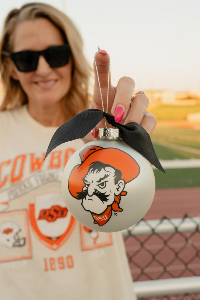 OSU Glass Ornament-Holidays-Valliant Gifts-Usher & Co - Women's Boutique Located in Atoka, OK and Durant, OK
