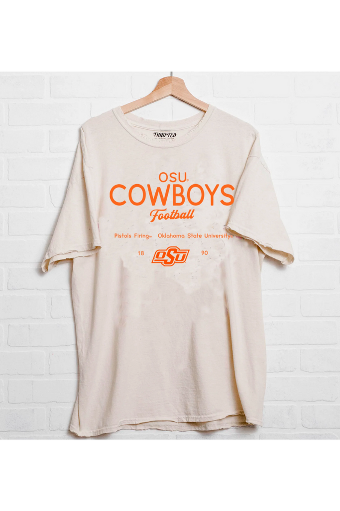 OSU Shot Off Thrifted Tee-Graphic Tees-LIVYLU-Usher & Co - Women's Boutique Located in Atoka, OK and Durant, OK