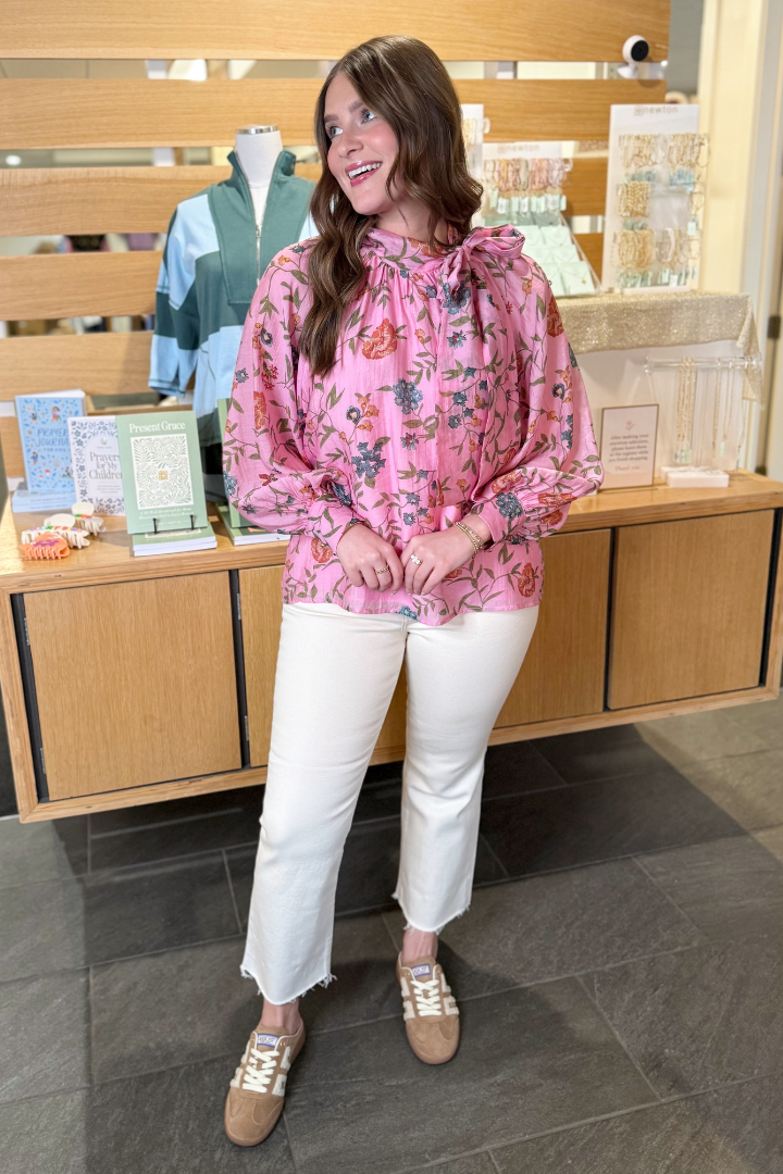 Peony Blouse-Pink-1- Tops-ENTRO-Usher & Co - Women's Boutique Located in Atoka, OK and Durant, OK