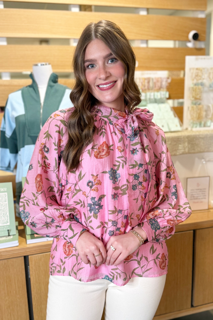 Peony Blouse-Pink-1- Tops-ENTRO-Usher & Co - Women's Boutique Located in Atoka, OK and Durant, OK
