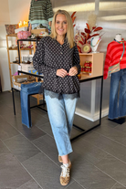 Farrah Polka Dot Button Down-1- Tops-Glam-Usher & Co - Women's Boutique Located in Atoka, OK and Durant, OK