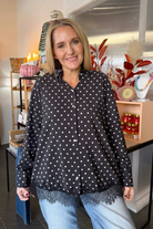 Farrah Polka Dot Button Down-1- Tops-Glam-Usher & Co - Women's Boutique Located in Atoka, OK and Durant, OK