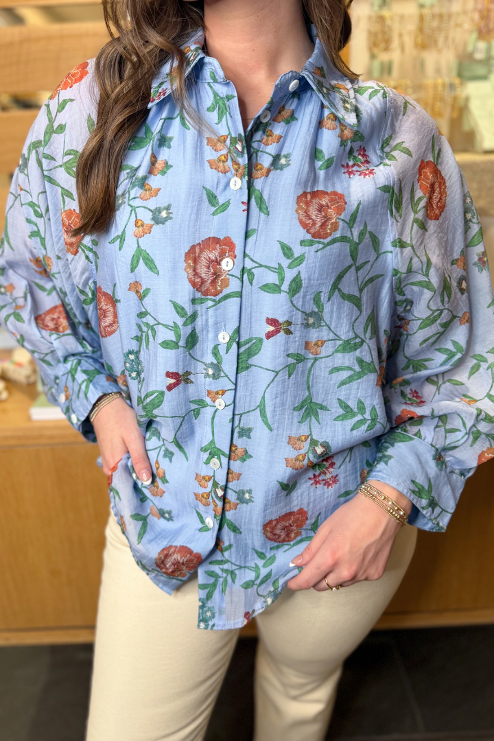 Posie Button Down-1- Tops-ENTRO-Usher & Co - Women's Boutique Located in Atoka, OK and Durant, OK